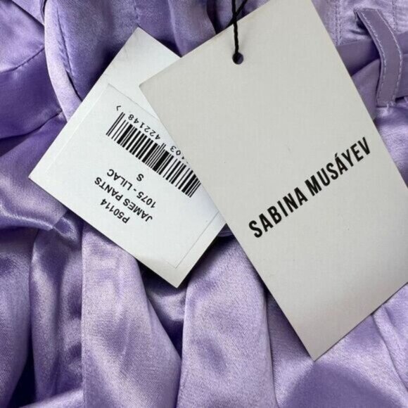 Brand New Sabina Musayev Women's Small Lilac Purple James Shorts Belted Satin - Picture 15 of 16